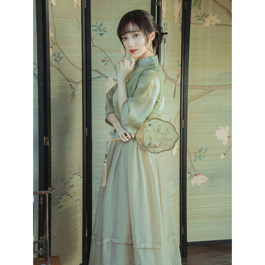 WZBT-F088-9148新中式禅意茶服旗袍两件套日常改良汉服文艺国风显瘦温柔连衣裙 商品图3