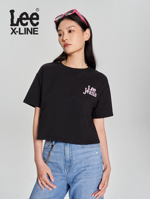 LEE 新品舒适短身款植绒印花女短袖T恤LWT0051473RT 商品图0