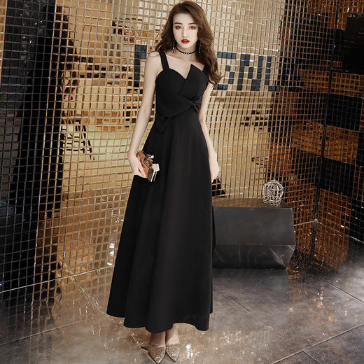黑色宴会小晚礼服女简单大方仙女系气质主持人显瘦名媛连衣裙 商品图7