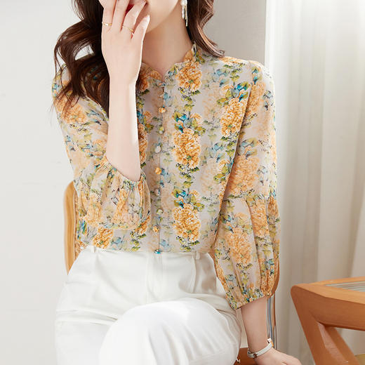 雪纺碎花衬衫，宽松漂亮小衫KQL-451H2178 商品图3
