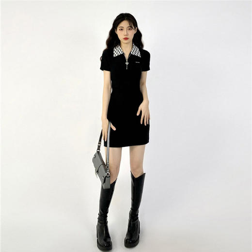【纯欲辣妹穿搭】夏季新款设计感小众短裙，法式蝴蝶结黑色polo包臀连衣裙子女，学院风收腰修身显瘦包臀裙甜美平价连衣裙 商品图1