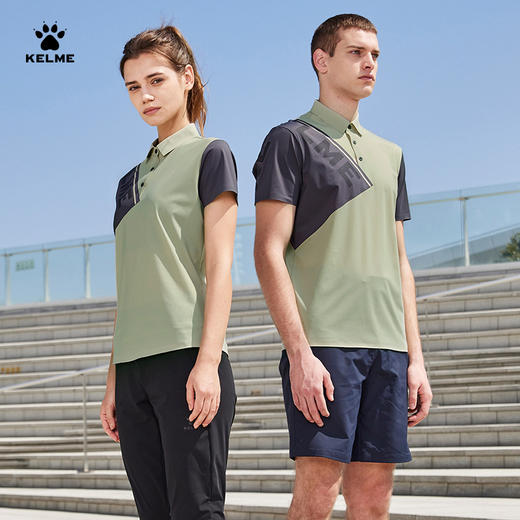 KELME卡尔美polo衫女士2023夏季新款时尚拼接上衣足球翻领短袖T恤 商品图1