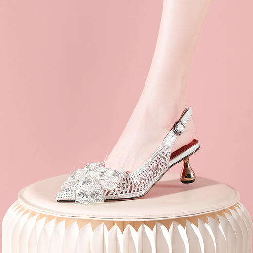 蝴蝶结网纱凉鞋，镂空网面透气软底凉鞋YSML-A059-101 商品图0