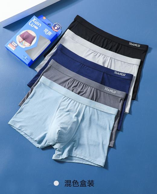 （两条一盒）男士莫代尔净色舒适透气包头冚头窄明筋平角内裤3965/3611/3966 商品图3