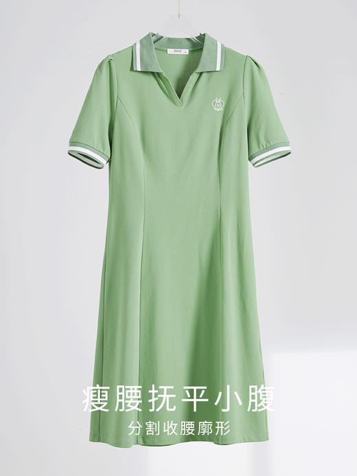 【专属特价】熙世界舒适柔软70.8%珠地棉休闲POLO领连衣裙女短袖2025夏季新款 商品图2