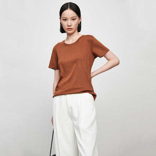 【品牌优选】【合作直发】IN AND ON夏季新款缉线圆领小冰T恤自带凉感百搭透气上衣 商品图3