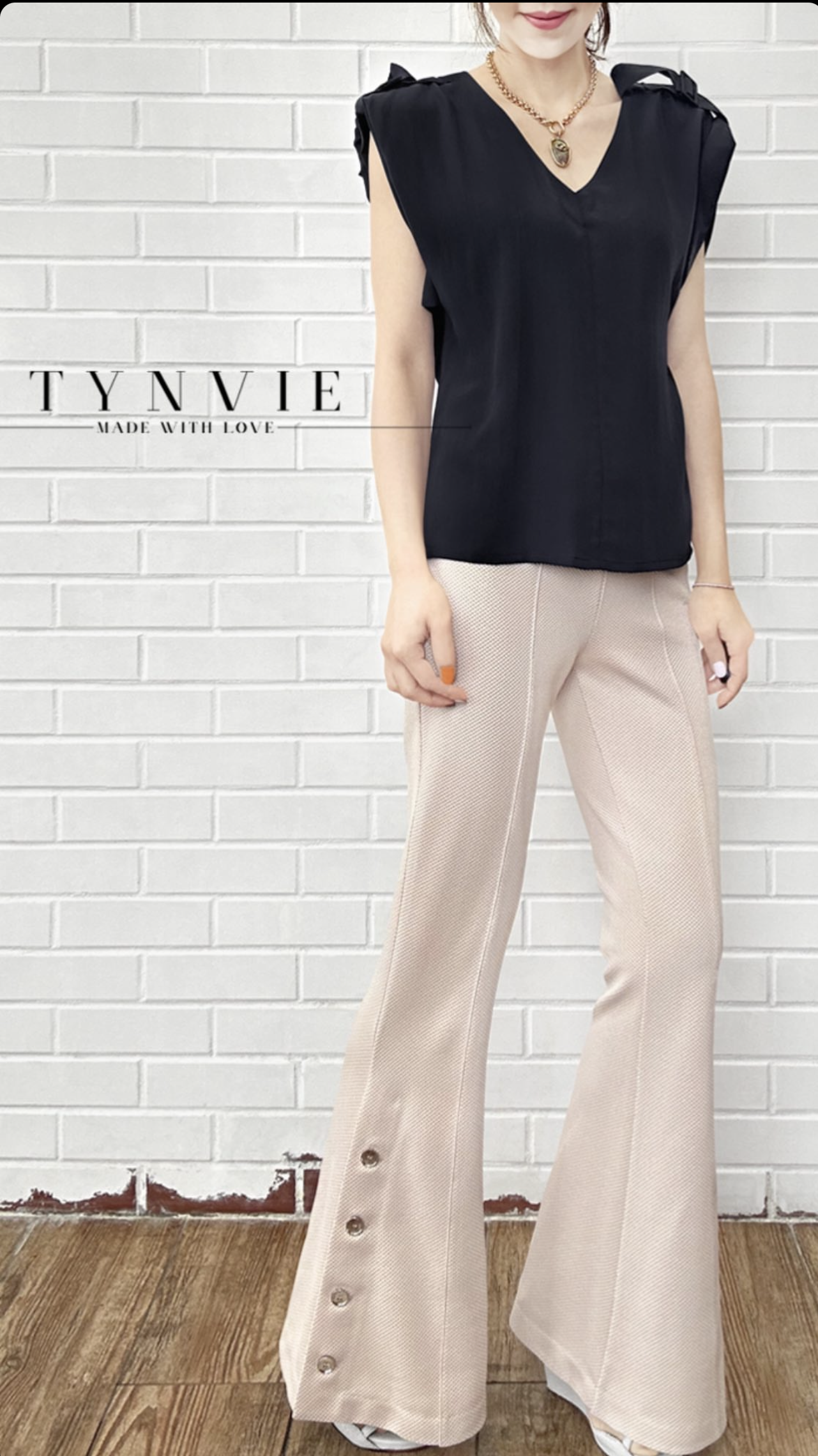 TYNVIE 翻袖廓形马甲-藏青色