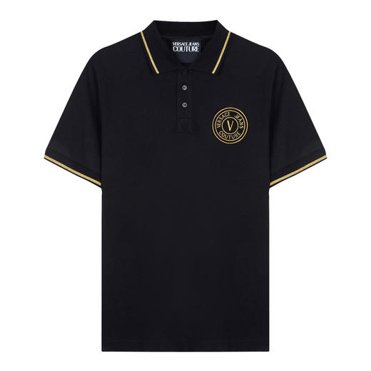 VERSACE JEANS COUTURE  范思哲 奢华金线刺绣休闲翻领上衣男士短袖POLO衫 74GAGT06 CJ01T 商品图0