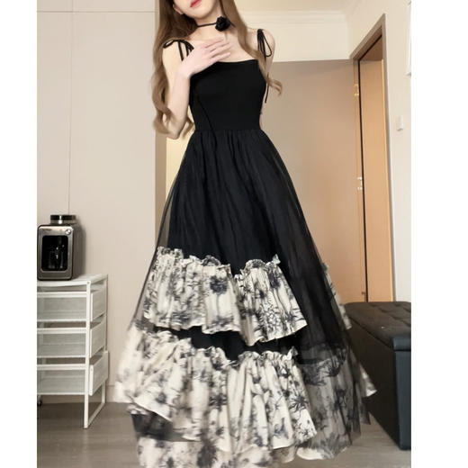 新款玫瑰秘境裙气质温柔显瘦吊带收腰连衣裙 商品图0
