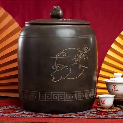 中粮-中茶六堡玉兔仙生兔罐 坭兴陶罐一级六堡 2023生肖纪念茶单罐装3500g/罐 商品图0