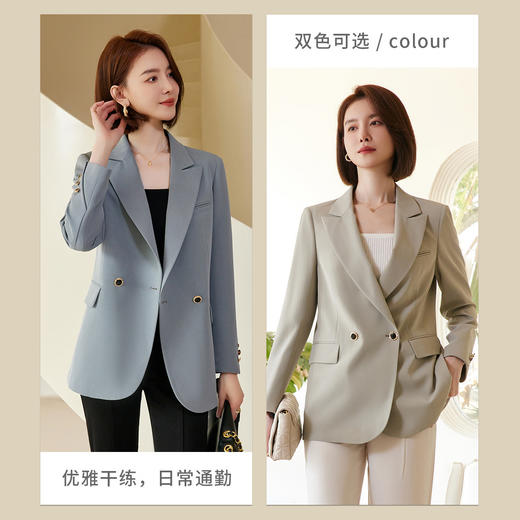 罗蒙春秋小西装外套女士双排扣商务通勤宽松版单西服上衣外套 商品图1