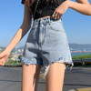 五一出游【夏日穿搭！显瘦显高大长腿】夏季新款高腰做旧复古辣妹穿搭毛边热裤女，原宿风休闲裤百搭高腰阔腿牛仔短裤，五分牛仔裤女时尚休闲热裤 商品缩略图3