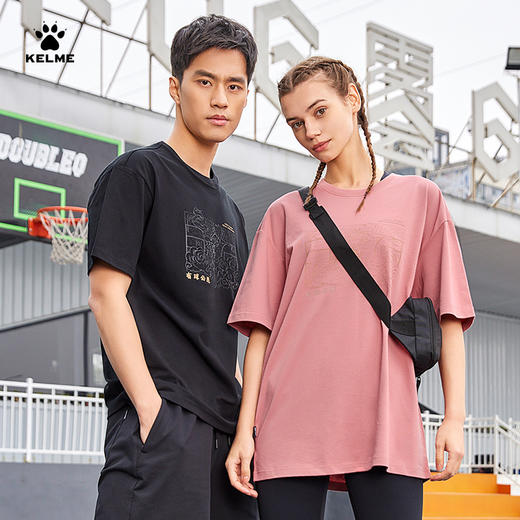 KELME卡尔美短袖T恤男女2023夏季有球必应系列棉质篮球运动上衣潮 商品图0