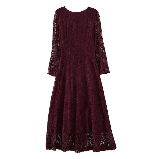 夏季新款，时尚气质名媛风感显瘦中长裙圆领蕾丝连衣裙AHM-mmjp8390 商品图4