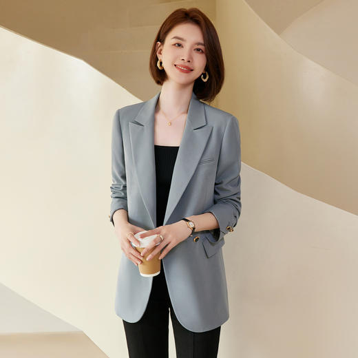 罗蒙春秋小西装外套女士双排扣商务通勤宽松版单西服上衣外套 商品图10