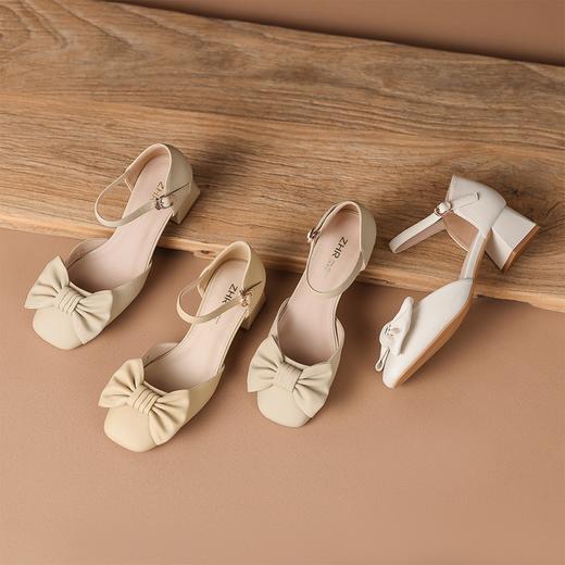 ZHR蝴蝶结包头凉鞋女2023新款夏季法式复古玛丽珍鞋一字扣带凉鞋 商品图1