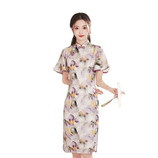 春夏新款，印花修身提花丝绸中长款旗袍XL-23133 商品图4