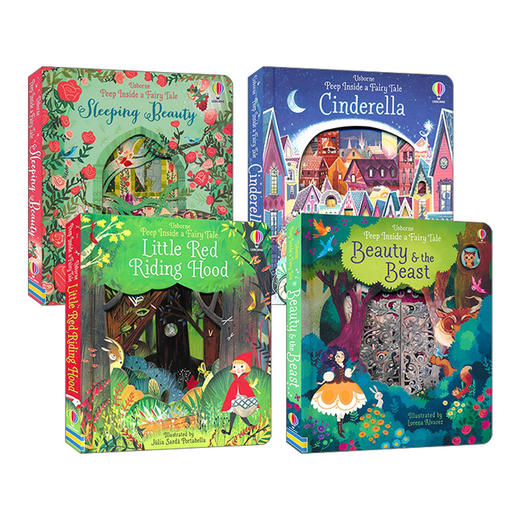 英文原版 Peep Inside a Fairy Tale Boxed set 偷偷看里面童话故事4册盒装 睡美人 小红帽 美女与野兽 灰姑娘 纸板翻翻书 英文版 商品图1