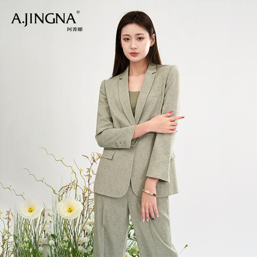 【商场同款】阿菁娜复古绿色时髦高级西装外套A28X108001 商品图0