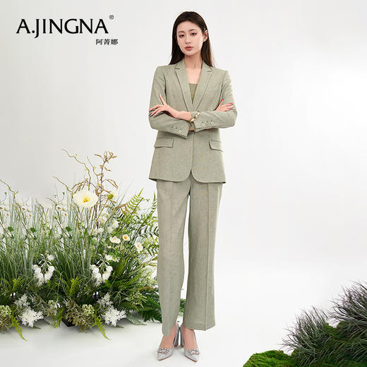 【商场同款】阿菁娜复古绿色时髦高级西装外套A28X108001 商品图3
