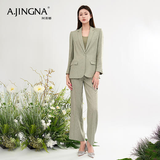 【商场同款】阿菁娜复古绿色时髦高级西装外套A28X108001 商品图4