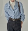 HVAERICE本期B入颜值衬衫 秋季新款蓝色条纹宽松垂感衬衣上衣 商品缩略图3
