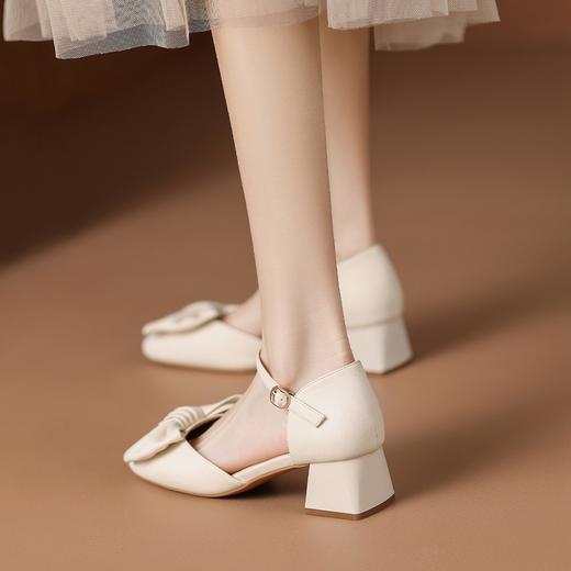 ZHR蝴蝶结包头凉鞋女2023新款夏季法式复古玛丽珍鞋一字扣带凉鞋 商品图5