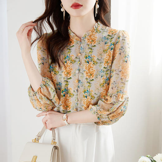 雪纺碎花衬衫，宽松漂亮小衫KQL-451H2178 商品图4