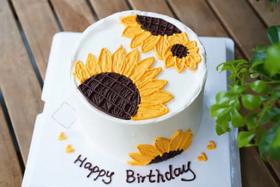 手绘 向日葵 一鲜奶动物奶油蛋糕