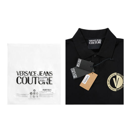 VERSACE JEANS COUTURE  范思哲 男士烫金V字徽标短袖POLO衫 74GAGT10 CJ01T 商品图2