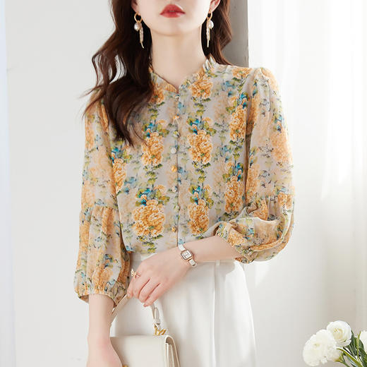 雪纺碎花衬衫，宽松漂亮小衫KQL-451H2178 商品图2