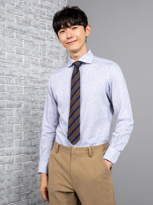 callisto浅灰全棉提花针织衬衫 FPTSL031C 商品图0