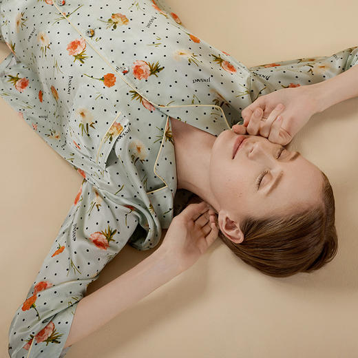 金三塔印花真丝睡衣女两件套100%桑蚕丝宽松可外穿家居服 YSFBA222 商品图3