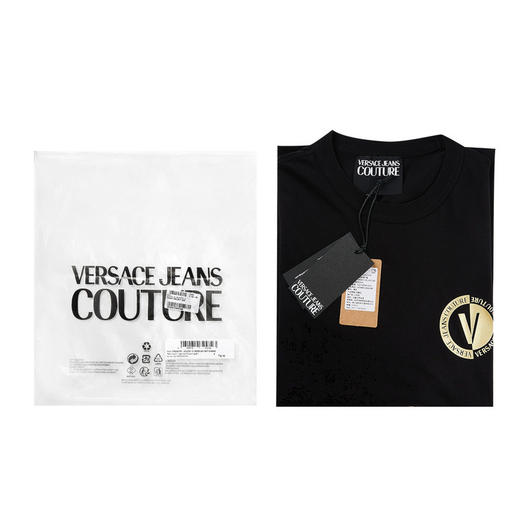 VERSACE JEANS COUTURE SS23 范思哲 男士棉质金色徽标印花短袖T恤上时尚休闲男装 74GAHT10 CJ00T 商品图2