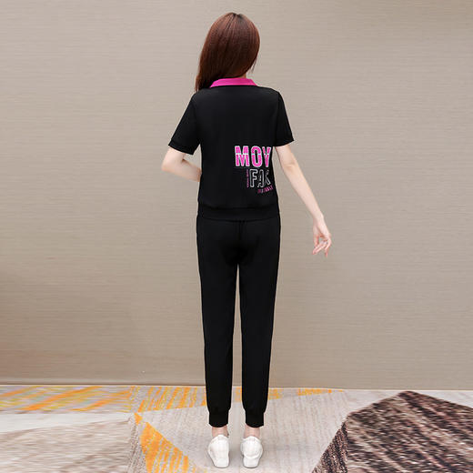 宽松时尚，POLO领小衫长款休闲气质束脚裤两件套QYM-CR-SD5855-L 商品图2