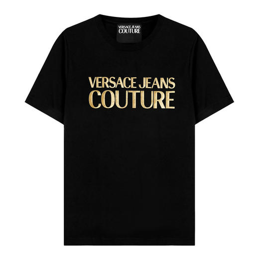 VERSACE JEANS COUTURE SS23 范思哲 男装短袖圆领T恤夏季金色LOGO时尚潮流上衣半袖 74GAHT01 CJ00T 商品图0