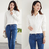 【100棉】罗蒙春夏长袖衬衫女士宽松版休闲百搭刺绣拼接纯棉衬衣女 商品缩略图4