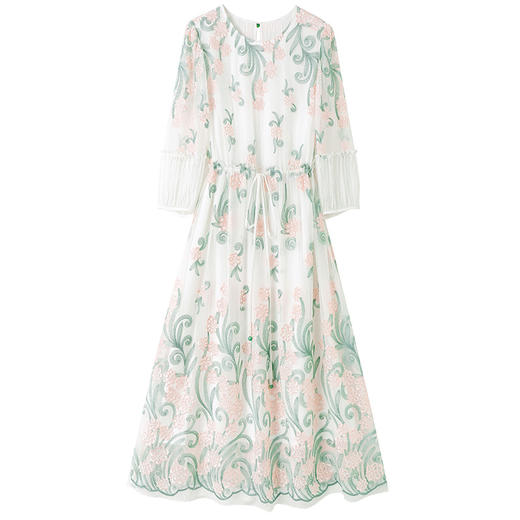 真丝重工刺绣连衣裙新款中老年时尚圆领桑蚕丝裙SM82399657 商品图4