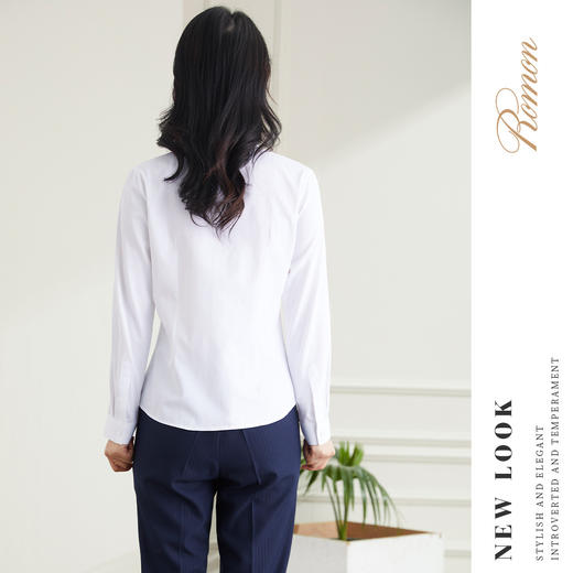 【40棉】罗蒙春秋女士长袖衬衫修身版商务通勤日常百搭纯色棉质衬衣 商品图2