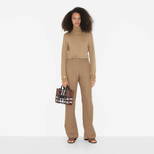 BURBERRY 巴宝莉 女士 Freya 格纹拼皮革迷你芙蕾雅托特包 格子 8069661 A9011 商品图3