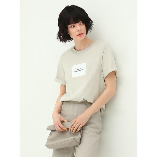 COCOBELLA凉感舒适冰氧吧T恤女印花休闲字母短袖TS536 商品图3