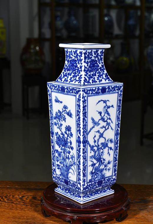 青花花鸟四方镶器 商品图0