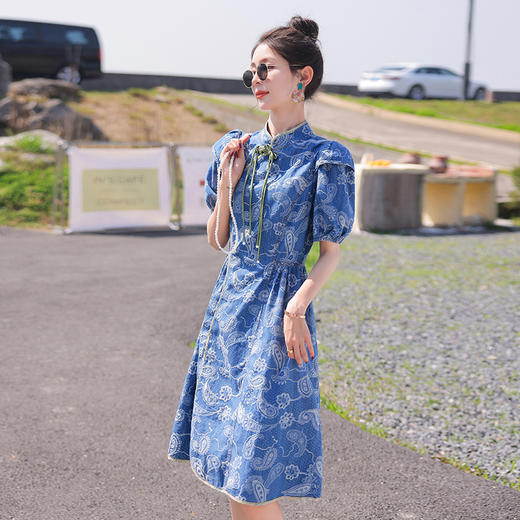 气质系带牛仔，旗袍连衣裙HR-HJY2352-1 商品图6