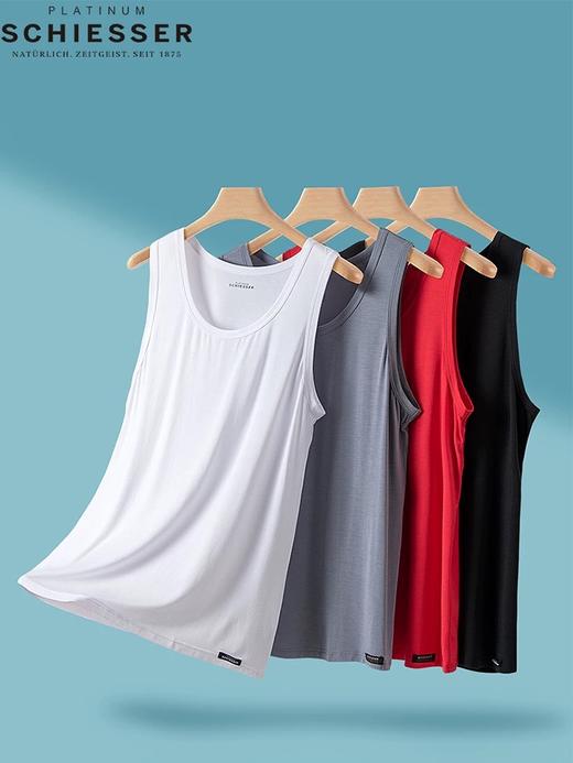 SCHIESSER 德国舒雅铂雅男士超细莫代尔透气修身单件背心95/0138V 商品图4