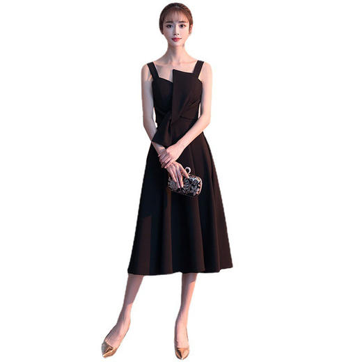 黑色宴会小晚礼服女简单大方仙女系气质主持人显瘦名媛连衣裙 商品图4