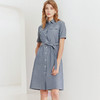 【100%棉连衣裙】23年春夏新品中长款棉质连衣裙时尚衬衫款系带裙子 商品缩略图0