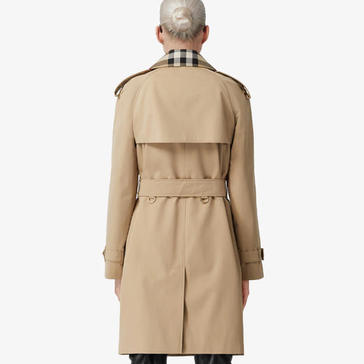 BURBERRY 巴宝莉 女士滑铁卢版型 - 格纹装饰棉质嘎巴甸 Trench 束腰风衣 卡其色 8058231 A1366 商品图1
