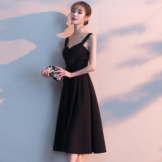 黑色宴会小晚礼服女简单大方仙女系气质主持人显瘦名媛连衣裙 商品图2