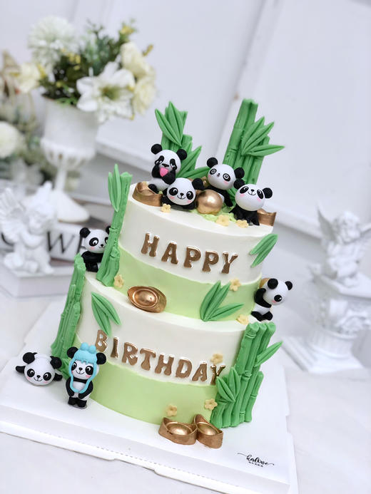 可爱国宝熊猫生日周岁蛋糕 商品图0