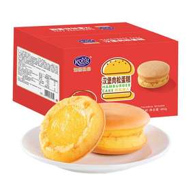 港荣 营养早餐面包整箱 办公室休闲零食糕点汉堡芝士肉松饼干蛋糕 肉松汉堡蛋糕480g